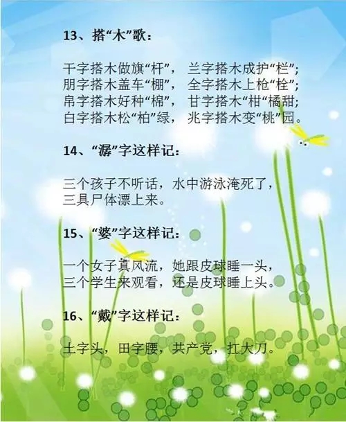 培养孩子学习习惯:小学语文顺口溜“识汉字