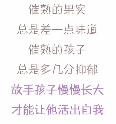 催熟的果实总是差一点味道,催熟的孩子总是多几分抑郁,放手孩子慢慢长大才能让他活出自我